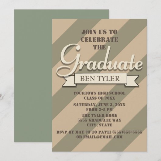 Uitnodiging van de Groene en de Tan Camo Graduatio (Voorkant / Achterkant)