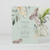 Uitnodiging van de Groene Koala Beer Cute Birthday (Staand voorkant)