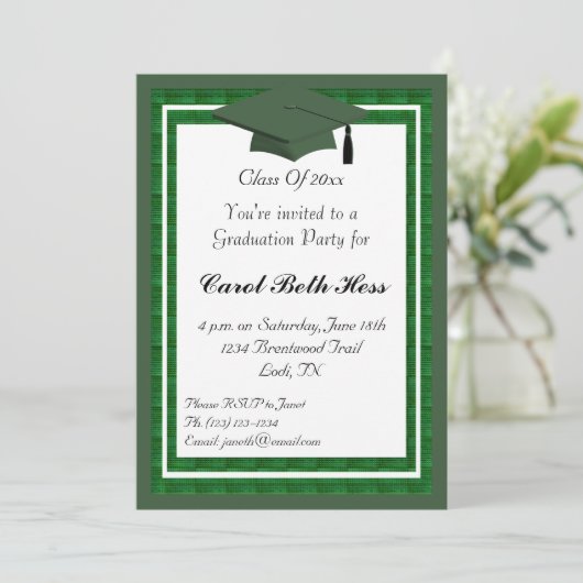 Uitnodiging van de Groene Partij van de Graduatie (Staand voorkant)