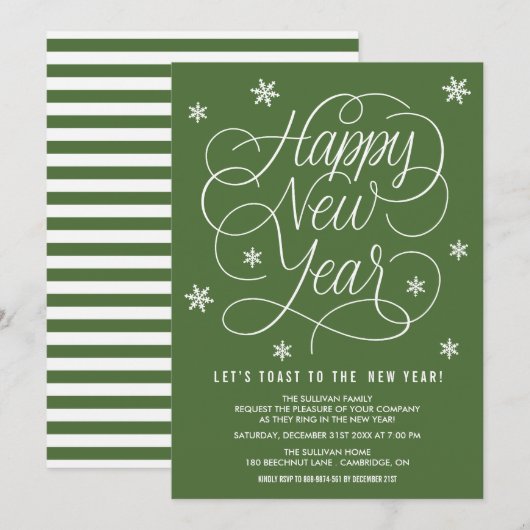 Uitnodiging van de groene partij voor het nieuwjaa (Voorkant / Achterkant)