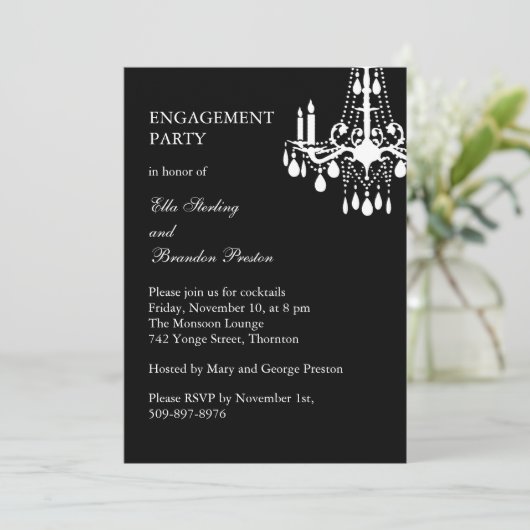 Uitnodiging van de Grote Ballroom Engagement Party (Staand voorkant)