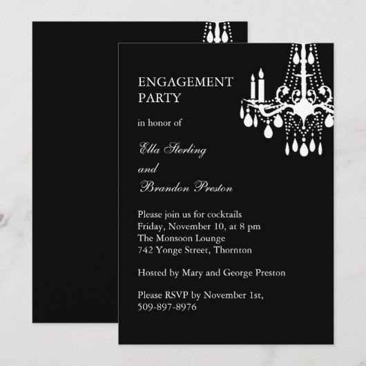 Uitnodiging van de Grote Ballroom Engagement Party (Voorkant / Achterkant)