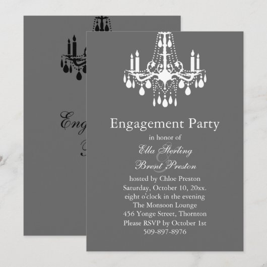 Uitnodiging van de Grote Ballroom Engagement Party (Voorkant / Achterkant)