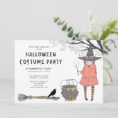 Uitnodiging van de Halloween Costume Party van Wit (Staand voorkant)