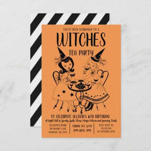 uitnodiging van de Halloween-partij (Voorkant / Achterkant)