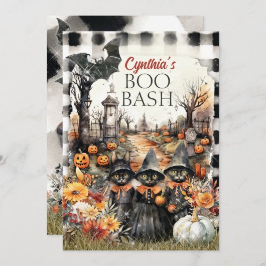  uitnodiging van de Halloween-partij (Voorkant / Achterkant)