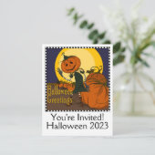  uitnodiging van de Halloween-partij (Staand voorkant)