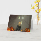 Uitnodiging van de Halloween Partij. Kaart (Gele Bloem)