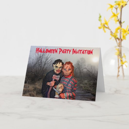 Uitnodiging van de Halloween Partij. Kaart (Gele Bloem)