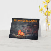 Uitnodiging van de Halloween Partij. Kaart (Gele Bloem)