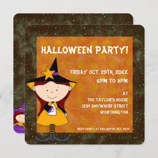 Uitnodiging van de Halloween-partij van het Kind v (Voorkant / Achterkant)