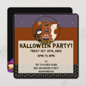 Uitnodiging van de Halloween-partij van het primit (Voorkant / Achterkant)