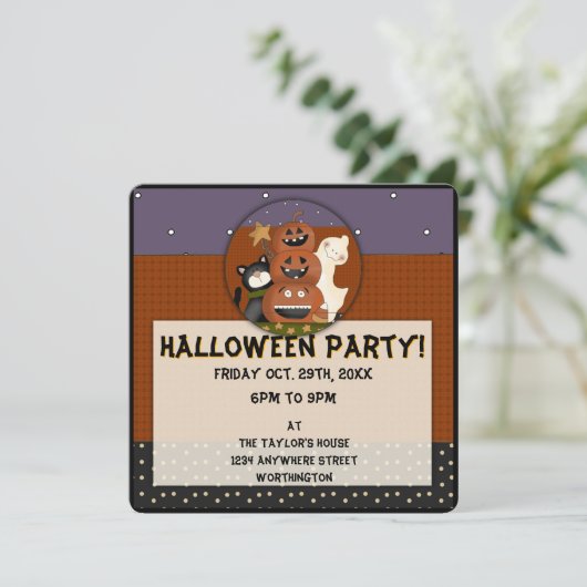 Uitnodiging van de Halloween-partij van het primit (Staand voorkant)