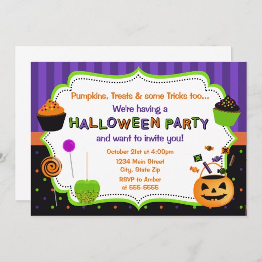 Uitnodiging van de Halloween-partij van kind (Voorkant / Achterkant)