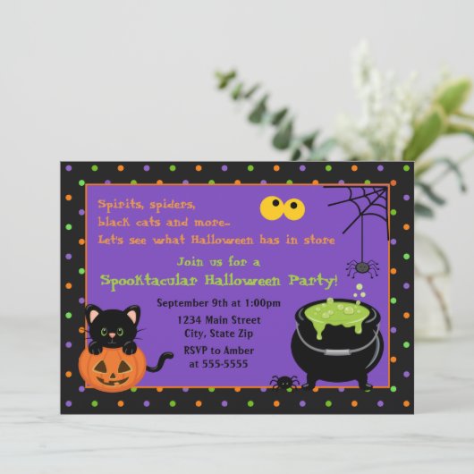 Uitnodiging van de Halloween-partij van kind (Staand voorkant)