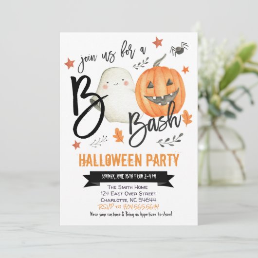 uitnodiging van de Halloween Party, Boo Bash Invit (Staand voorkant)