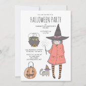 Uitnodiging van de Halloween Party van Cute Witch  (Voorkant)