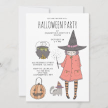 Uitnodiging van de Halloween Party van Cute Witch