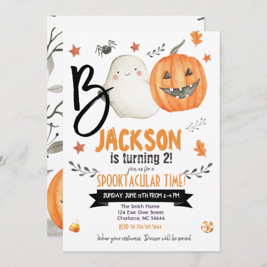 uitnodiging van de Halloween-verjaardagspartij, Bo (Voorkant / Achterkant)