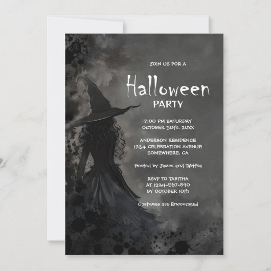 Uitnodiging van de Halloween Witch Party (Voorkant)