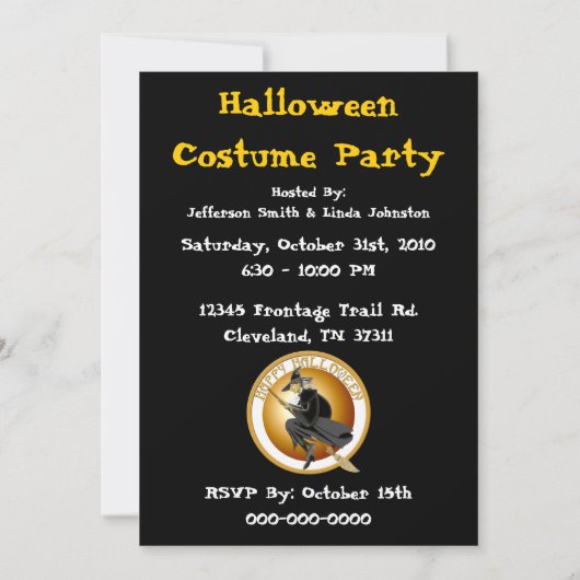 Uitnodiging van de Halloween Witch Party (Achterkant)