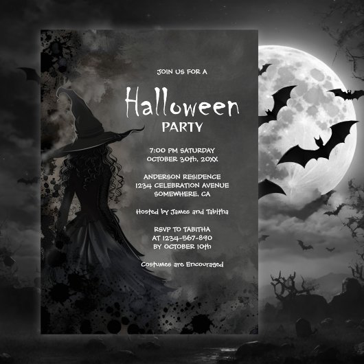Uitnodiging van de Halloween Witch Party
