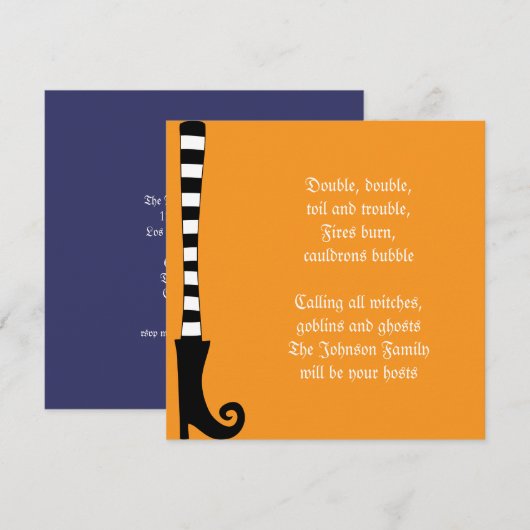 Uitnodiging van de Halloween Witch Party (Voorkant / Achterkant)