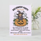 Uitnodiging van de Halloween Witch Party (Staand voorkant)