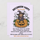 Uitnodiging van de Halloween Witch Party (Voorkant / Achterkant)