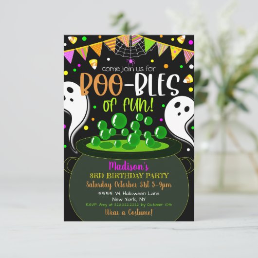 Uitnodiging van de Hallowen Party van kind (Staand voorkant)