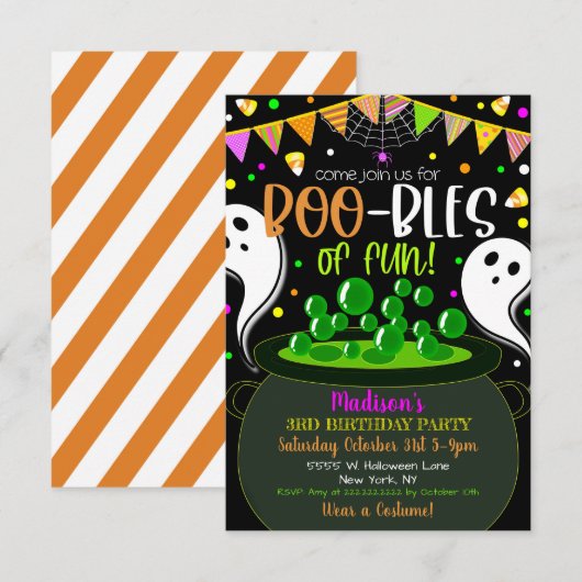 Uitnodiging van de Hallowen Party van kind (Voorkant / Achterkant)