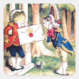Uitnodiging van de hartenkoningin in Wonderland Vierkante Sticker