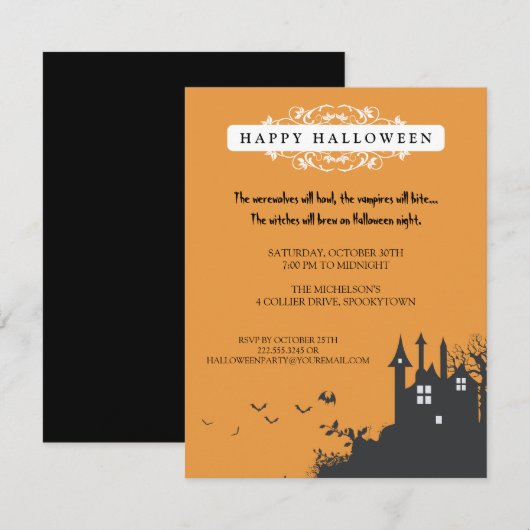 Uitnodiging van de Hauning House Halloween Party (Voorkant / Achterkant)