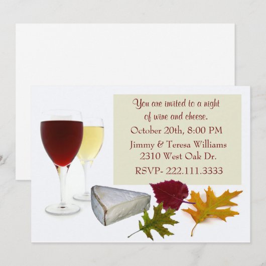 Uitnodiging van de herfst- en kaaspartij (Voorkant / Achterkant)