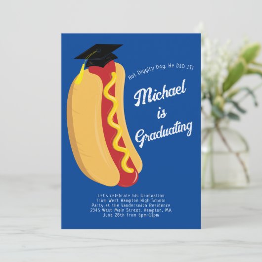 Uitnodiging van de Hete Dog GraduPartij (Staand voorkant)