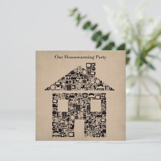 Uitnodiging van de House Home Housewarming Moving  (Staand voorkant)