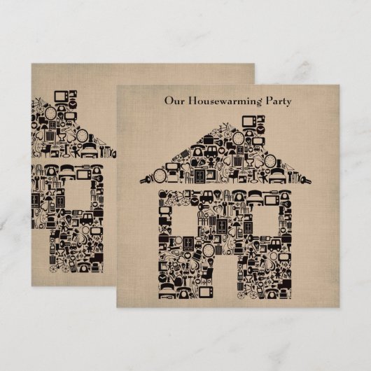 Uitnodiging van de House Home Housewarming Moving  (Voorkant / Achterkant)