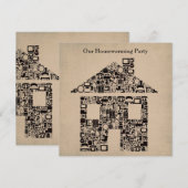 Uitnodiging van de House Home Housewarming Moving  (Voorkant / Achterkant)