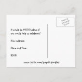 Uitnodiging van de Housewarming Party. Briefkaart (Achterkant)