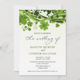 Uitnodiging van de Ierse Shamrock Swirls Wedding P