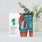 Uitnodiging van de Italiaanse Denim Girl Graduatio (Staand voorkant)