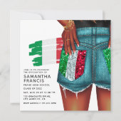 Uitnodiging van de Italiaanse Denim Girl Graduatio (Voorkant)