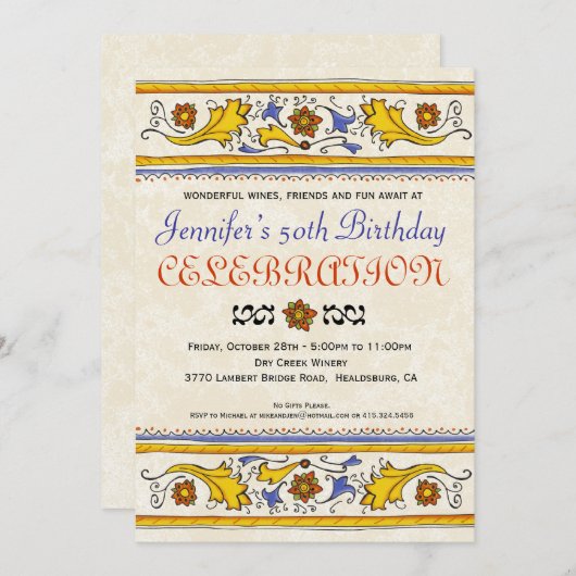 Uitnodiging van de Italiaanse Partij van Toscane (Voorkant / Achterkant)