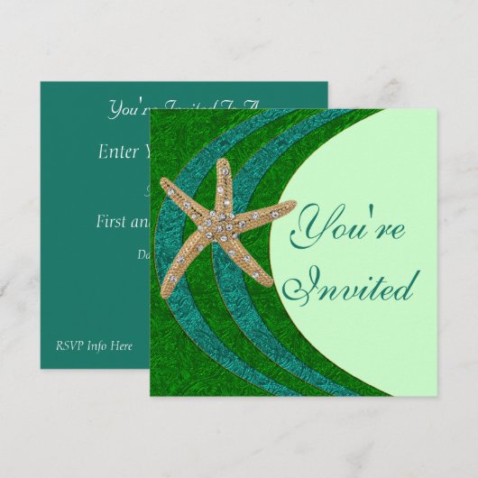 Uitnodiging van de Jeweled Starfish Party (Voorkant / Achterkant)