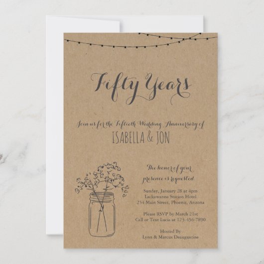 Uitnodiging van de Jubileum | Rustic Kraft Paper (Voorkant)
