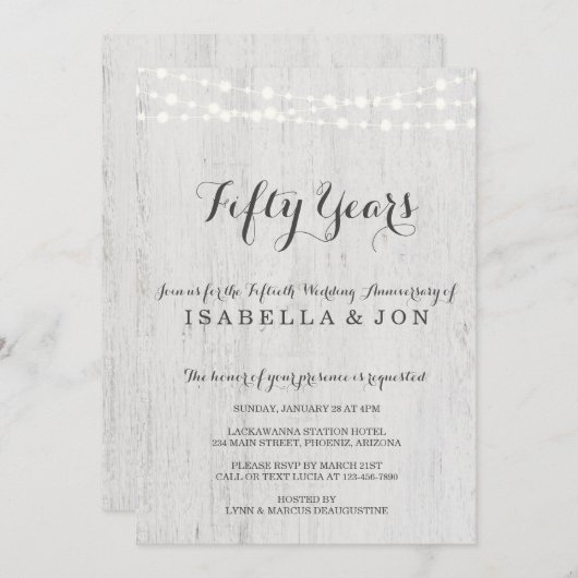 Uitnodiging van de Jubileum | Rustic Romantic (Voorkant / Achterkant)