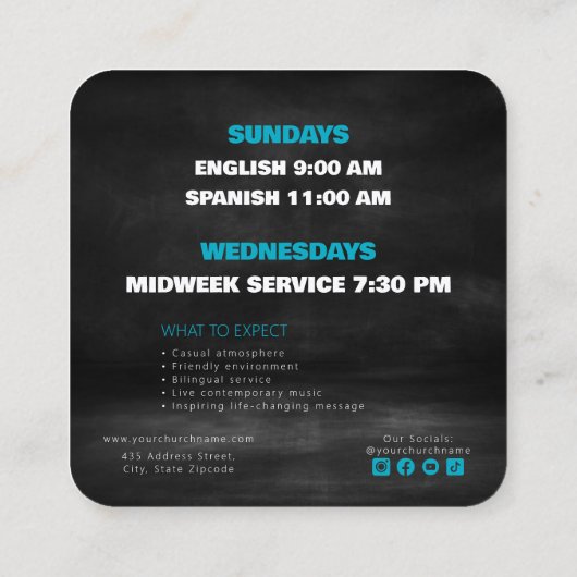 Uitnodiging van de kerk Oproepkaart Sjabloon (Achterkant)