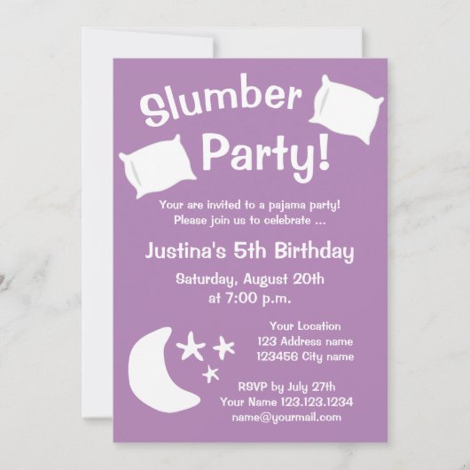 uitnodiging van de kind om de slapende partij paja (Voorkant)