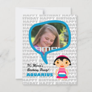 Uitnodiging van de Kinder partij Aquarius met foto
