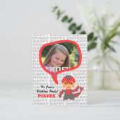 Uitnodiging van de Kinder Partij van Pisces met fo (Staand voorkant)